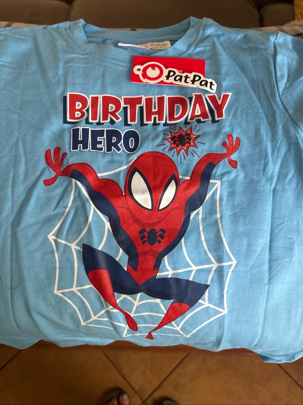 PatPat Blue "Birthday Hero" Kids T-Shirt Birthday Boy Blue Spider-Man 6-7y
